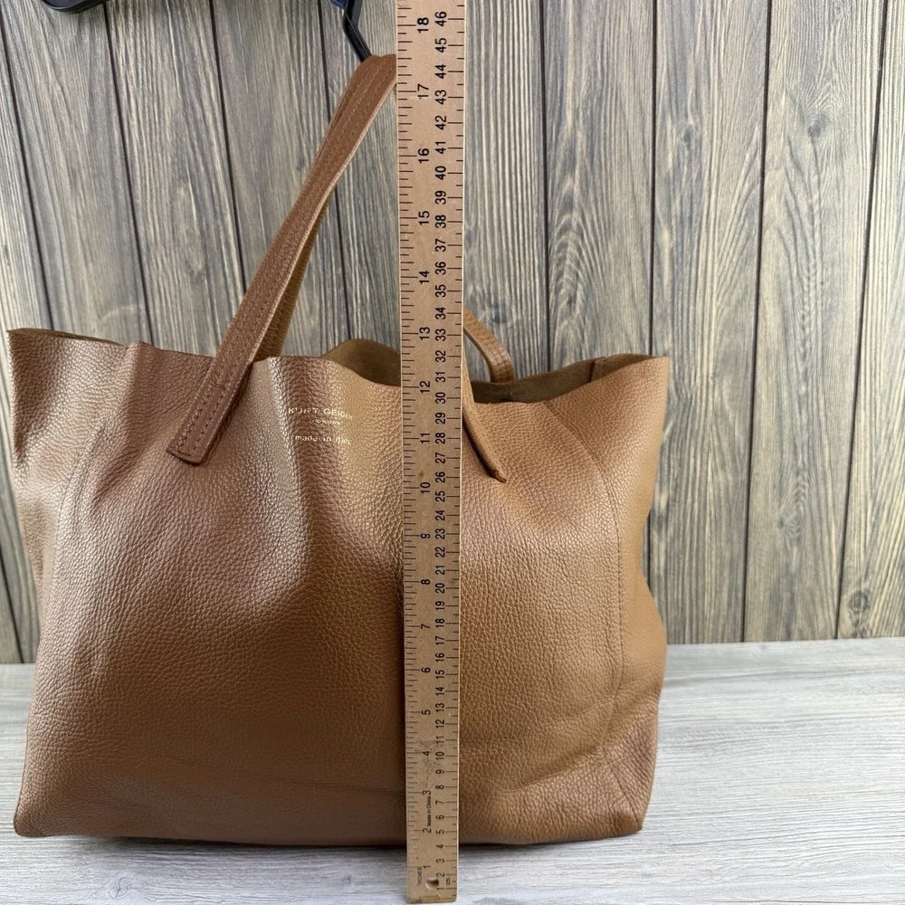 Kurt Geiger London Made in Italy 100% Leather Brown Large Tote Bag Shopper